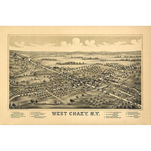 West Chazy New York - Burleigh 1899 White Modern Wood Framed Art Print by Fausel