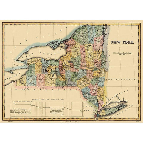 New York - Lucas 1823 Gold Ornate Wood Framed Art Print with Double Matting by Lucas