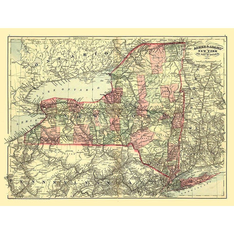 New York - Asher 1871 Black Modern Wood Framed Art Print with Double Matting by Asher