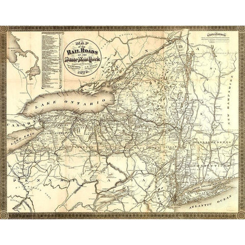 New York Railroads - Richmond 1870 Gold Ornate Wood Framed Art Print with Double Matting by Sweet