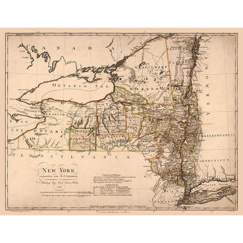 New York - Bohn 1799 Black Modern Wood Framed Art Print by Bohn