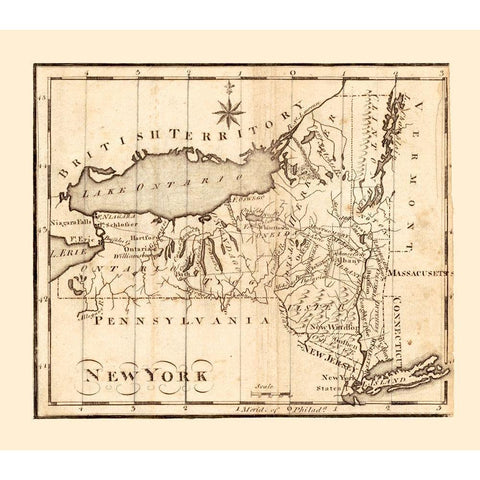 New York -1795 White Modern Wood Framed Art Print by Unknown