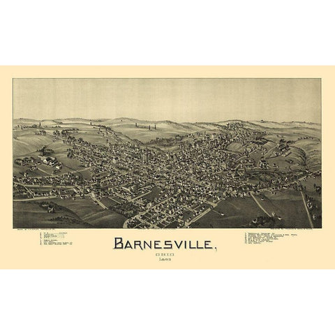 Barnesville Ohio - Fowler 1899 Black Modern Wood Framed Art Print by Fowler