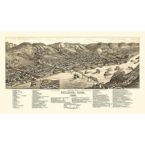 Bellaire Ohio - Beck 1882 White Modern Wood Framed Art Print by Beck