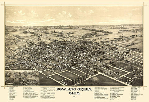Bowling Green Ohio - Norris 1888 Black Ornate Wood Framed Art Print with Double Matting by Norris