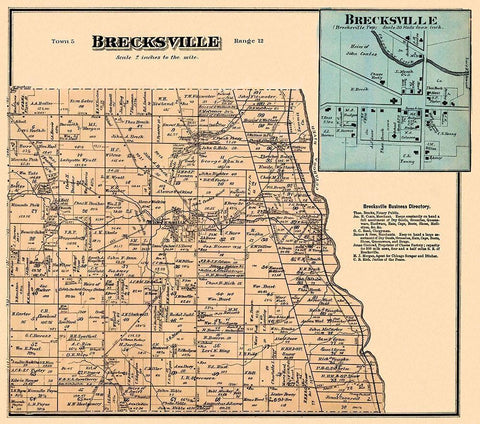 Brecksville Ohio Landowner - Titus 1874- 26 x 23 White Modern Wood Framed Art Print with Double Matting by Titus