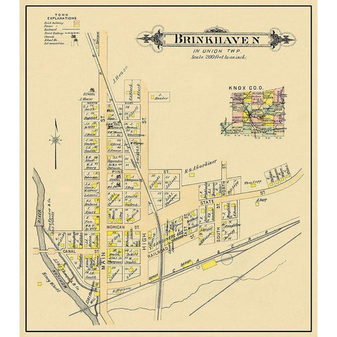 Brinkhaven Ohio Landowner - Cadwell 1896 Gold Ornate Wood Framed Art Print with Double Matting by Cadwell
