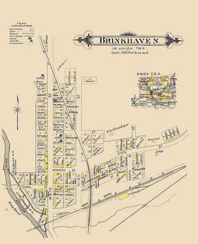Brinkhaven Ohio Landowner - Caldwell 1896 Black Ornate Wood Framed Art Print with Double Matting by Caldwell