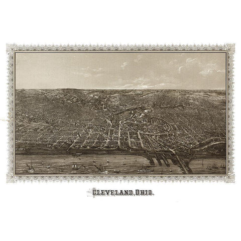 Cleveland Ohio - Vogt 1887 Gold Ornate Wood Framed Art Print with Double Matting by Vogt