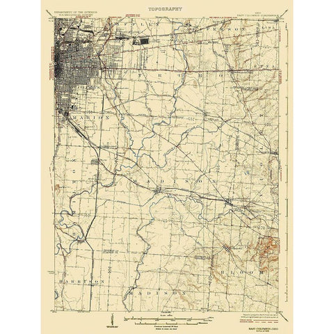 Coloumbus East Ohio Quad - USGS 1925 Black Modern Wood Framed Art Print by USGS