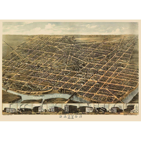 Dayton Ohio - Ruger 1870 Gold Ornate Wood Framed Art Print with Double Matting by Ruger