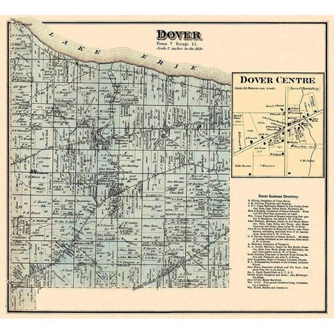 Dover Ohio Landowner - Titus 1876 Black Modern Wood Framed Art Print by Titus