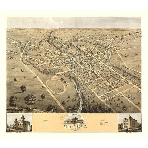Elyria Ohio - Huger 1868 White Modern Wood Framed Art Print by Huger