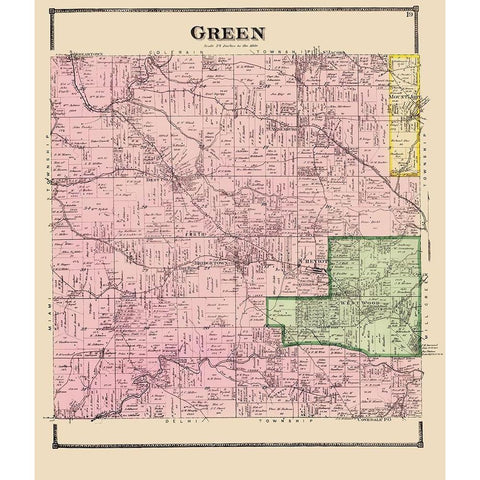 Green Ohio - Titus 1869 Black Modern Wood Framed Art Print with Double Matting by Titus