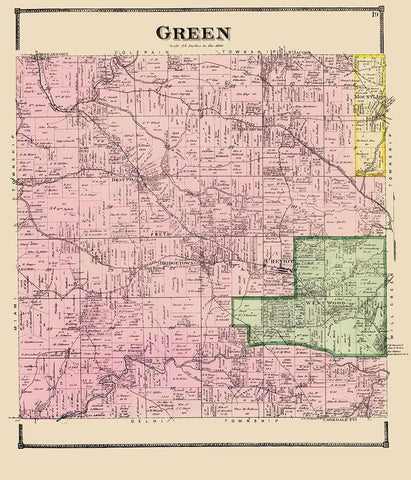 Green Ohio - Titus 1869 White Modern Wood Framed Art Print with Double Matting by Titus