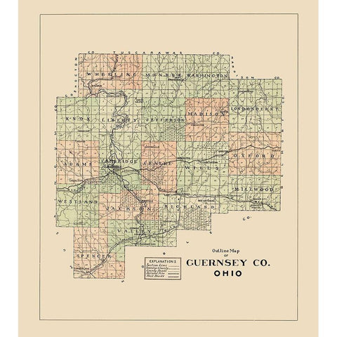 Guernsey Ohio - 1902 White Modern Wood Framed Art Print by Unknown