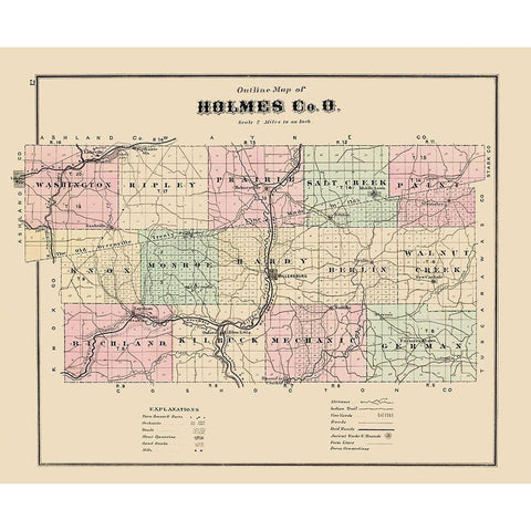 Holmes Ohio - Caldwell 1907 Gold Ornate Wood Framed Art Print with Double Matting by Caldwell