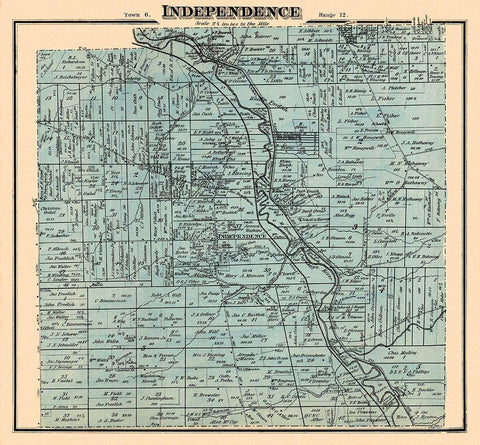 Independence Ohio Landowner - Titus 1874 White Modern Wood Framed Art Print with Double Matting by Titus