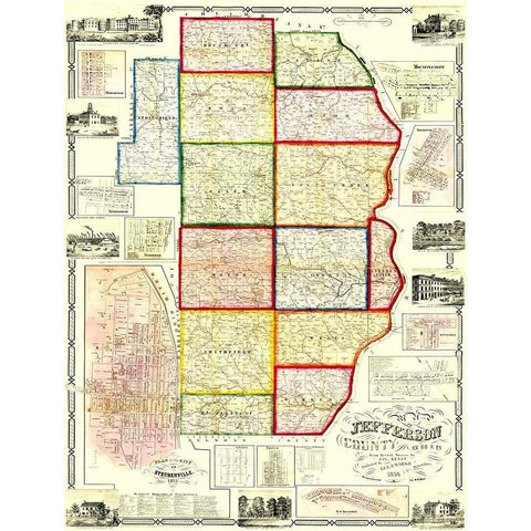 Jefferson Ohio Landowner - Lee 1856 Black Modern Wood Framed Art Print by Lee