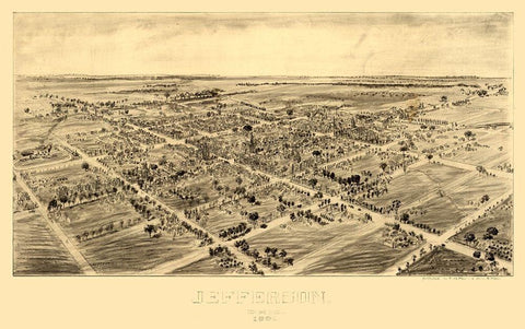 Jefferson Ohio - Fowler 1901 Black Ornate Wood Framed Art Print with Double Matting by Fowler