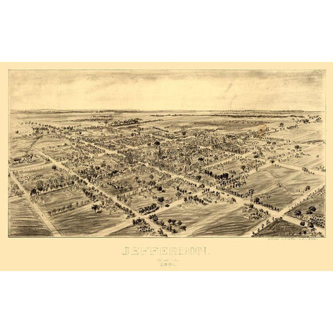 Jefferson Ohio - Fowler 1901 Black Modern Wood Framed Art Print by Fowler