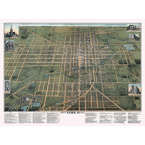 Lima Ohio - Buckingham 1892 Black Modern Wood Framed Art Print with Double Matting by Buckingham