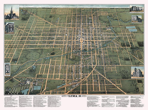 Lima Ohio - Buckingham 1892 White Modern Wood Framed Art Print with Double Matting by Buckingham