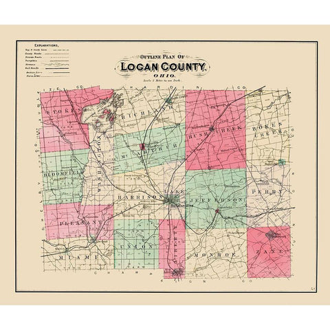 Logan Ohio - Lake 1890 Gold Ornate Wood Framed Art Print with Double Matting by Lake