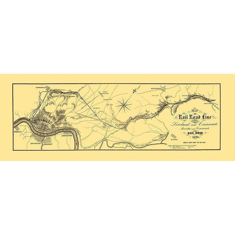 Marietta and Cincinnati Railroad - Jenney 1860 Black Modern Wood Framed Art Print with Double Matting by Jenney