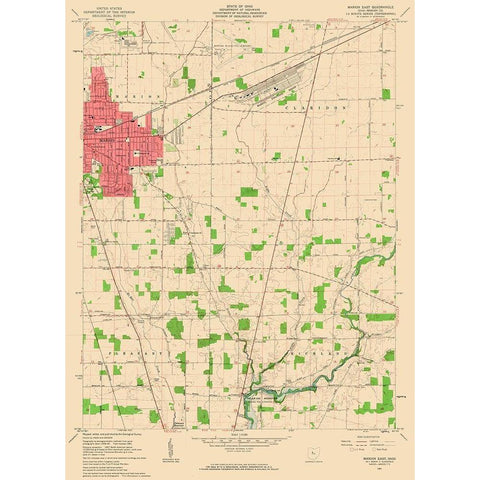 East Marion Ohio Quad - USGS 1961 White Modern Wood Framed Art Print by USGS