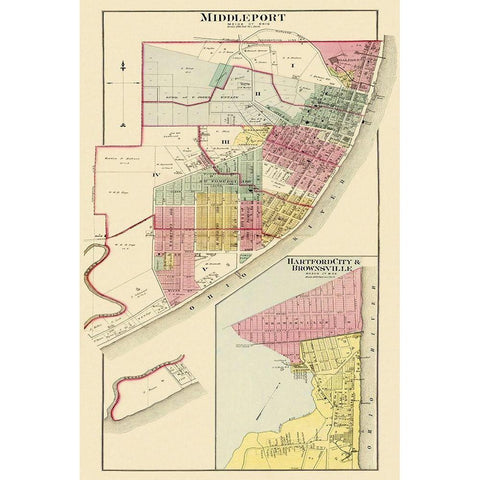 Middleport, Hartford, Brownsville Ohio, W Virginia Gold Ornate Wood Framed Art Print with Double Matting by Hayes