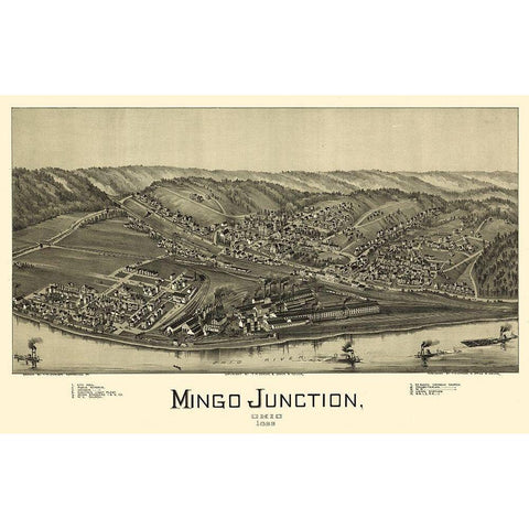 Mingo Junction Ohio - Moyer 1899 Black Modern Wood Framed Art Print by Moyer