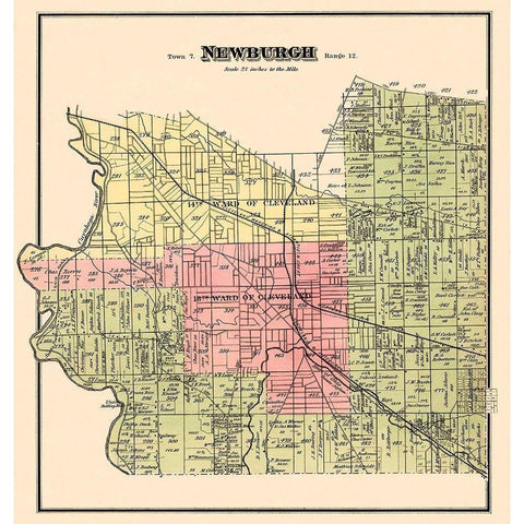 Newburgh Ohio Landowner - Titus 1874 White Modern Wood Framed Art Print by Titus