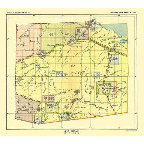 Ohio - Detail - Hoen 1896 Gold Ornate Wood Framed Art Print with Double Matting by Hoen
