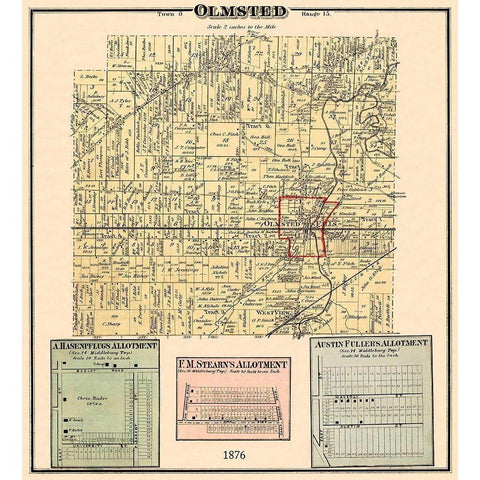 Olmsted Ohio Landowner - Titus 1876 White Modern Wood Framed Art Print by Titus