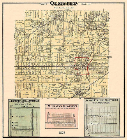Olmsted Ohio Landowner - Titus 1876 Black Ornate Wood Framed Art Print with Double Matting by Titus