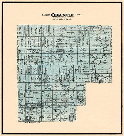 Orange Ohio Landowner - Titus 1876 Black Ornate Wood Framed Art Print with Double Matting by Titus