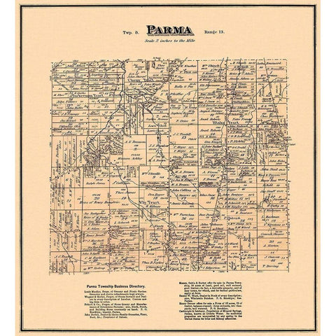 Parma Ohio Landowner - Titus 1876 Gold Ornate Wood Framed Art Print with Double Matting by Titus