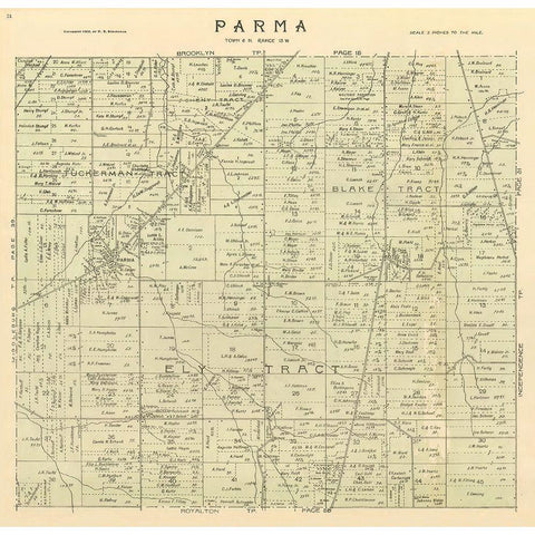 Parma Ohio Landowner - Stranahan 1903 Gold Ornate Wood Framed Art Print with Double Matting by Stranahan