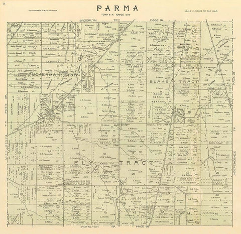 Parma Ohio Landowner - Stranahan 1903 White Modern Wood Framed Art Print with Double Matting by Stranahan