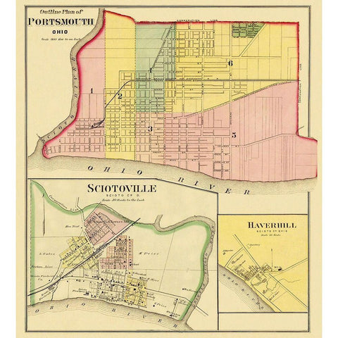Portsmouth, Sciotoville Ohio Landowner - Hayes Black Modern Wood Framed Art Print with Double Matting by Hayes
