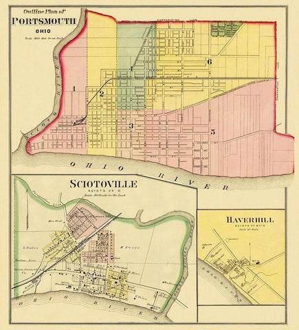 Portsmouth, Sciotoville Ohio Landowner - Hayes Black Ornate Wood Framed Art Print with Double Matting by Hayes