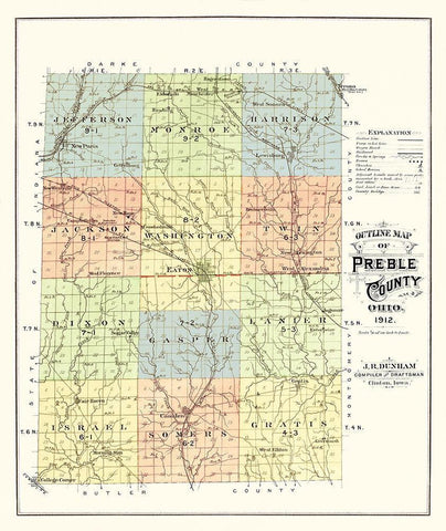 Preble Ohio - Dunham 1912 White Modern Wood Framed Art Print with Double Matting by Dunham