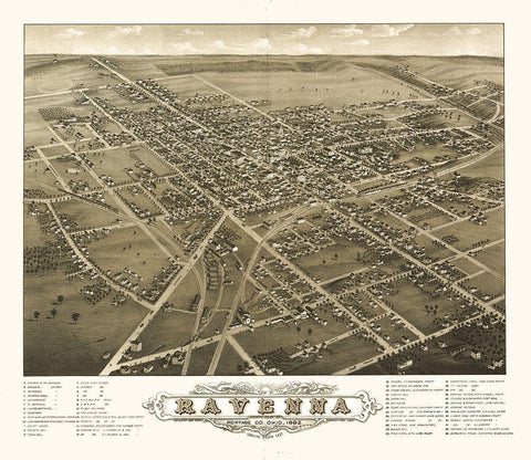 Ravenna Ohio - Ruger 1882 Black Ornate Wood Framed Art Print with Double Matting by Ruger