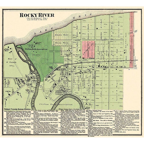 Rocky River Ohio Landowner - Titus 1876 Gold Ornate Wood Framed Art Print with Double Matting by Titus