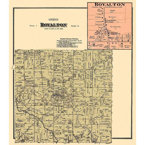 Royalton Ohio Landowner - Titus 1876 White Modern Wood Framed Art Print by Titus