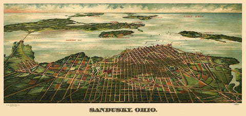 Sandusky Ohio - Alvord 1898 Black Ornate Wood Framed Art Print with Double Matting by Alvord
