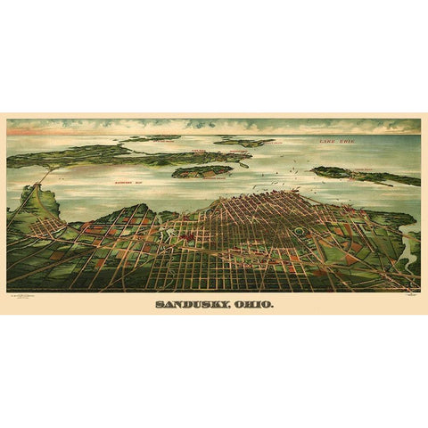 Sandusky Ohio - Alvord 1898 Black Modern Wood Framed Art Print by Alvord