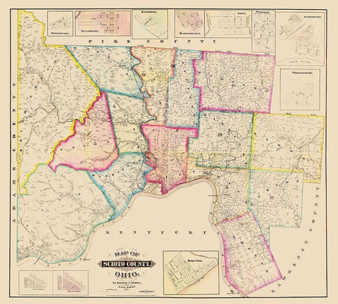 Scioto Ohio - Barton 1875 Black Ornate Wood Framed Art Print with Double Matting by Barton