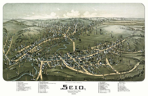 Scio Ohio - Fowler 1899 Black Ornate Wood Framed Art Print with Double Matting by Fowler